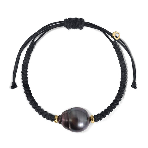 MAN Tahiti Pearl Macramé Gold Bracelet