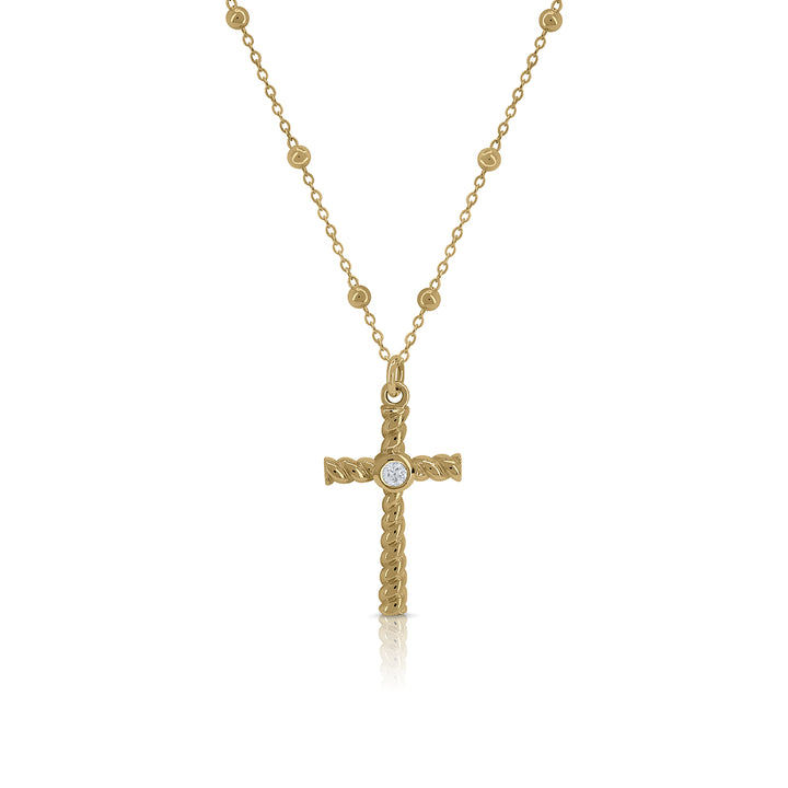 Golden Cross with Diamond Necklace