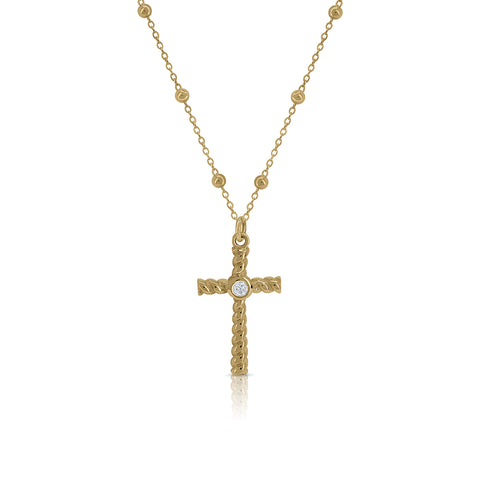 Golden Cross with Diamond Necklace