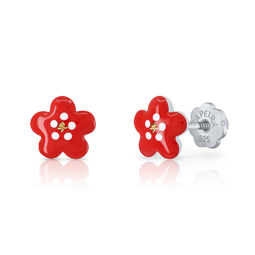 Xmas Sonia Flower Enamel Earrings