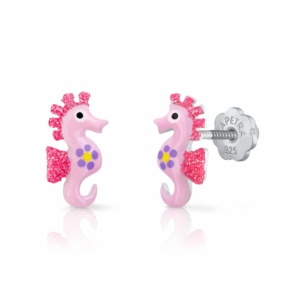Pendientes Caballito de Mar Rosca Fucsia