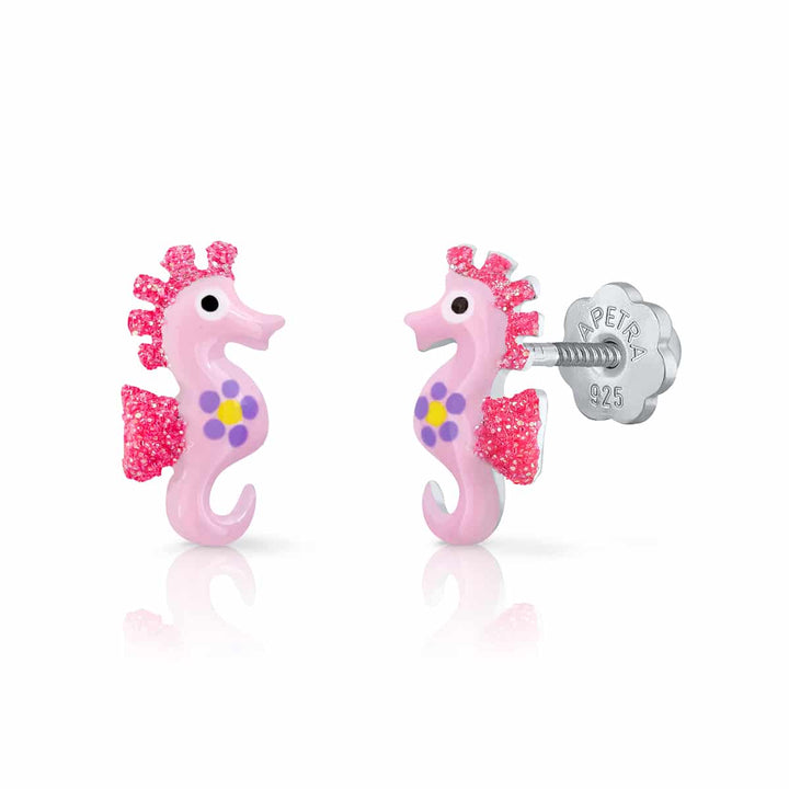 Pendientes Caballito de Mar Rosca Fucsia