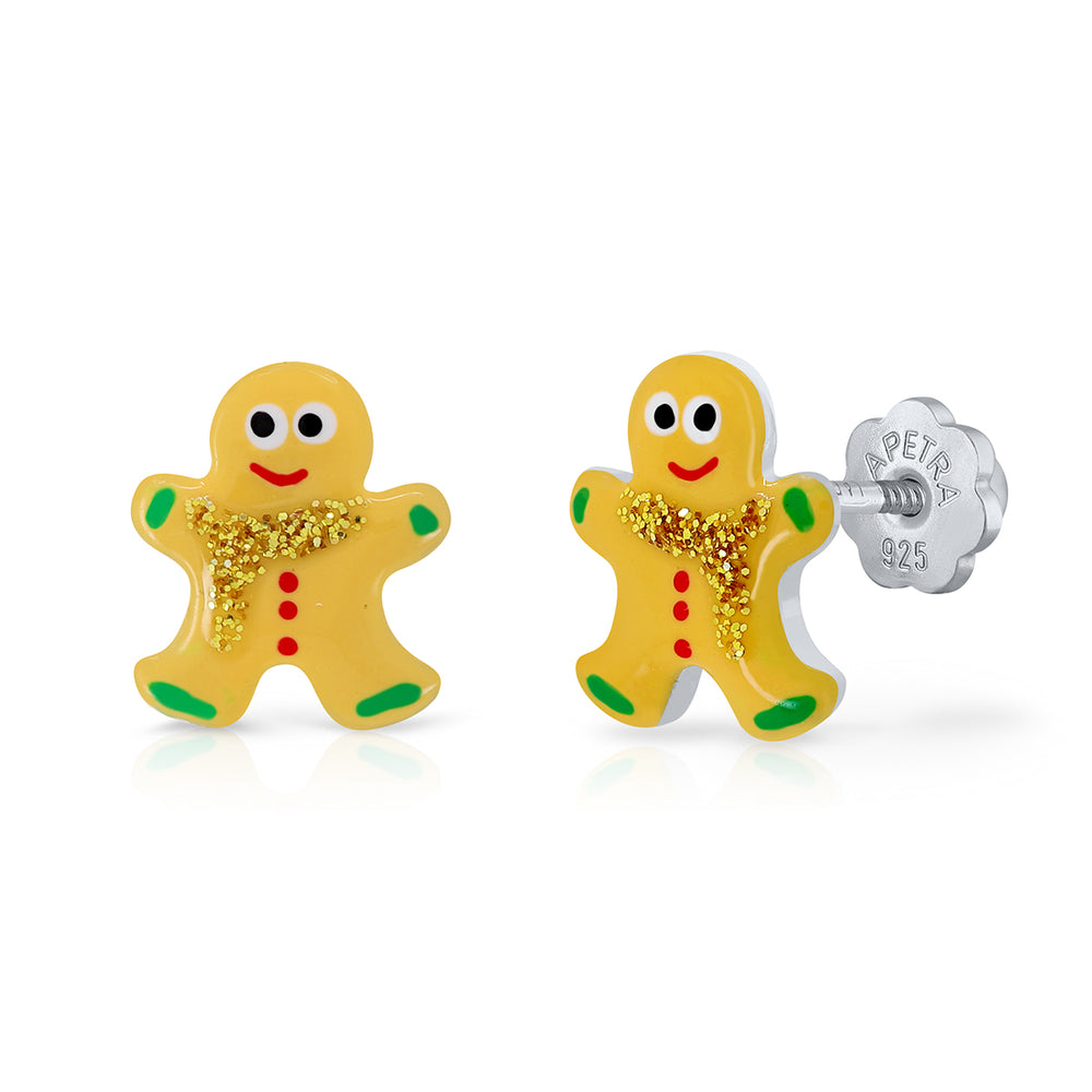Xmas Cookie Enamel Earrings Screwback