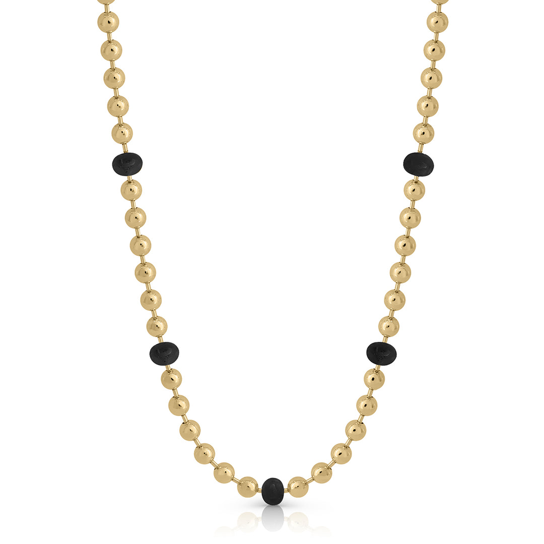 Collar Bolitas 3mm Esmalte Negro 