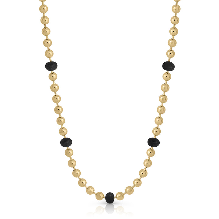 Collar Bolitas 3mm Esmalte Negro 