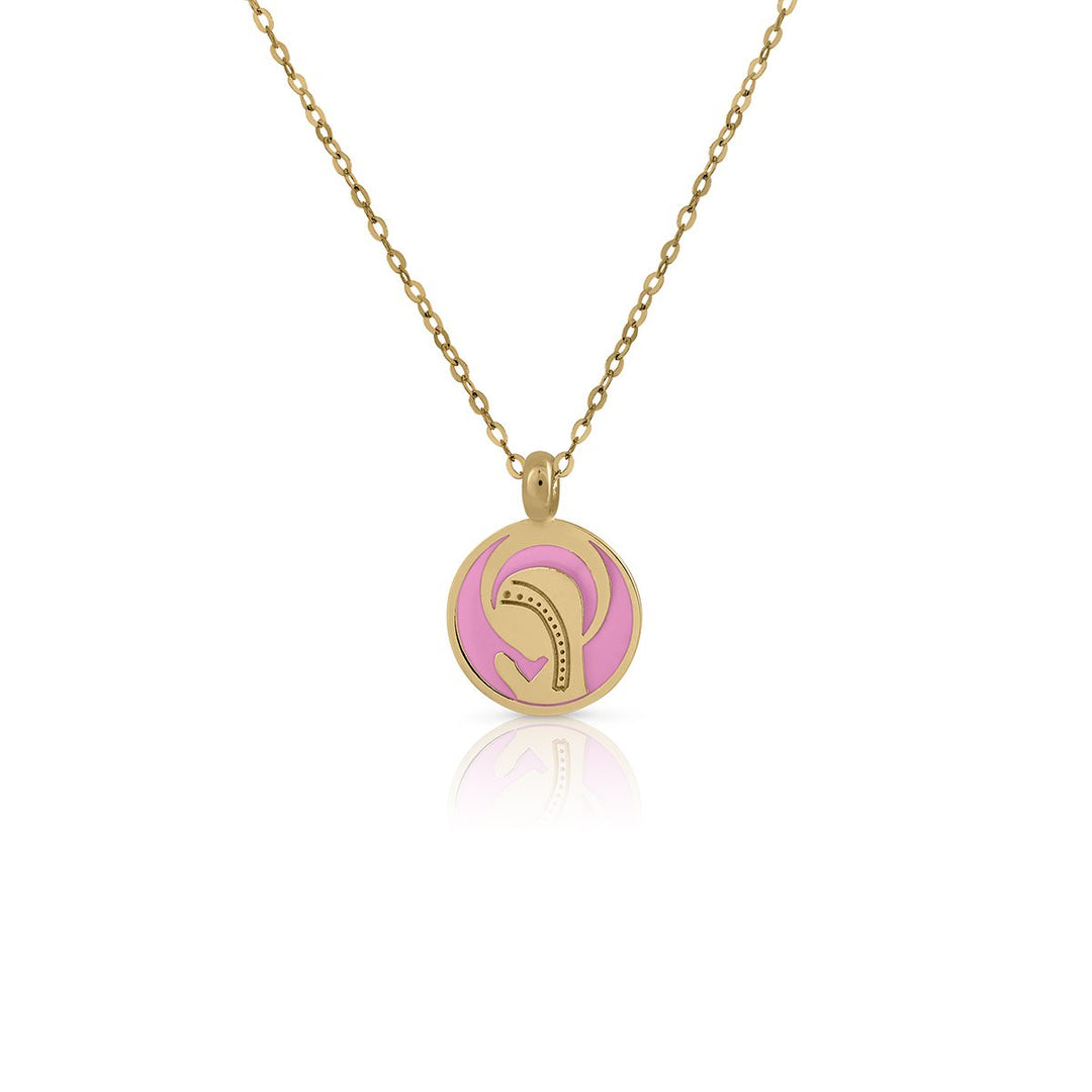 Collar Oro Virgen Niña Esmalte rosa