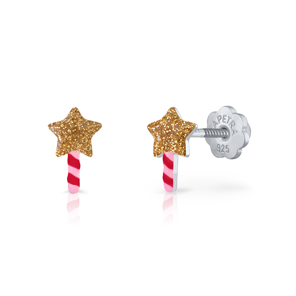 Xmas Magic Wand Enamel Earrings