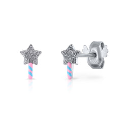 Silver Magic Wand Pressure Earrings