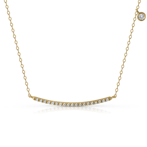 Gold bar necklace with chaton