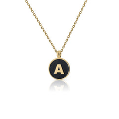 Collar oro inicial esmalte negro