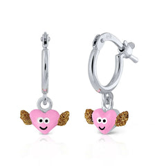 Mini aritos Pandereta corazón alas