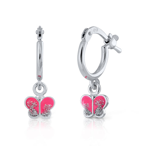 Mini Hoop Enamel Pandereta - Glitter Butterfly