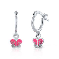 Mini aritos Pandereta mariposa glitter