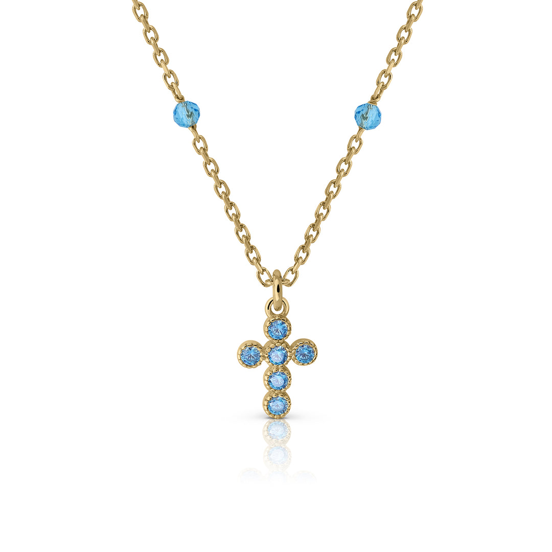 Collar Cruz Circonitas azul