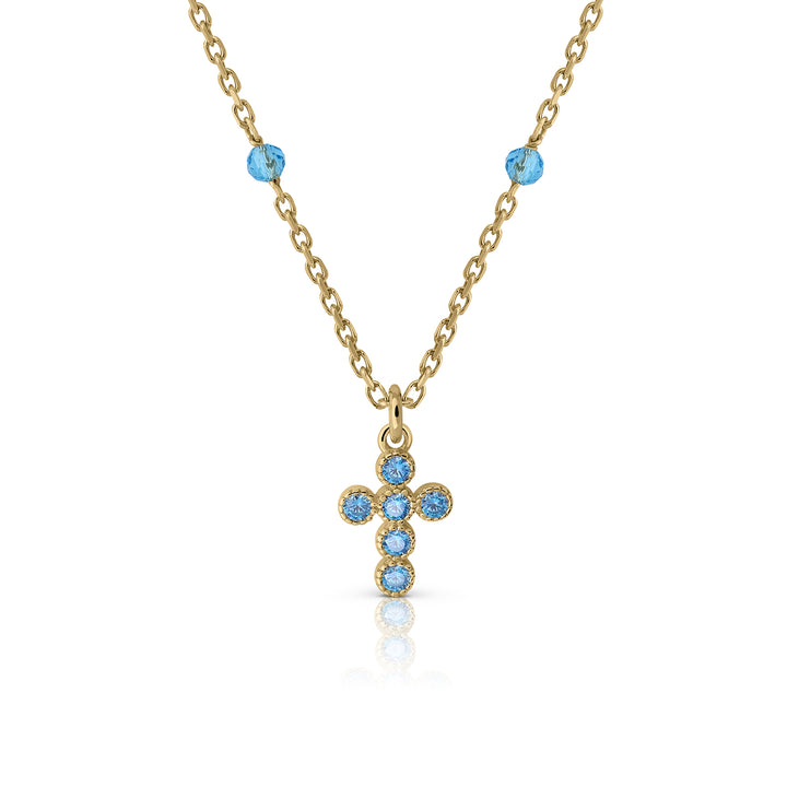 Collar Cruz Circonitas azul