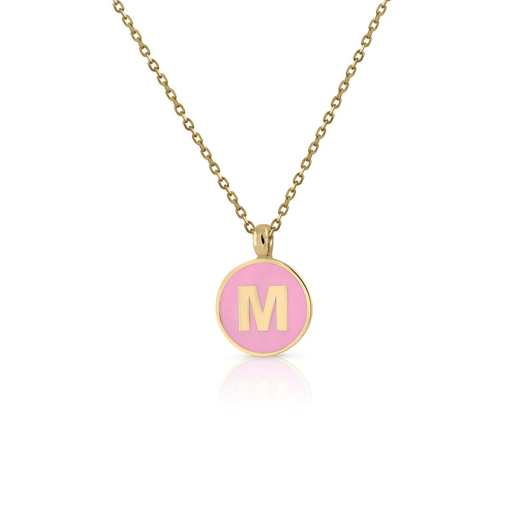 Collar Oro Inicial Esmalte Rosa - M