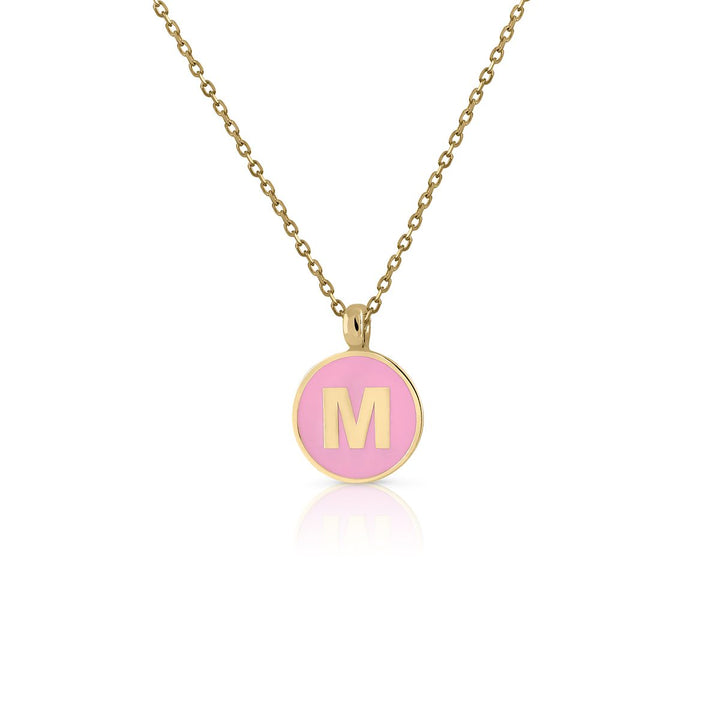 Collar Oro Inicial Esmalte Rosa - M