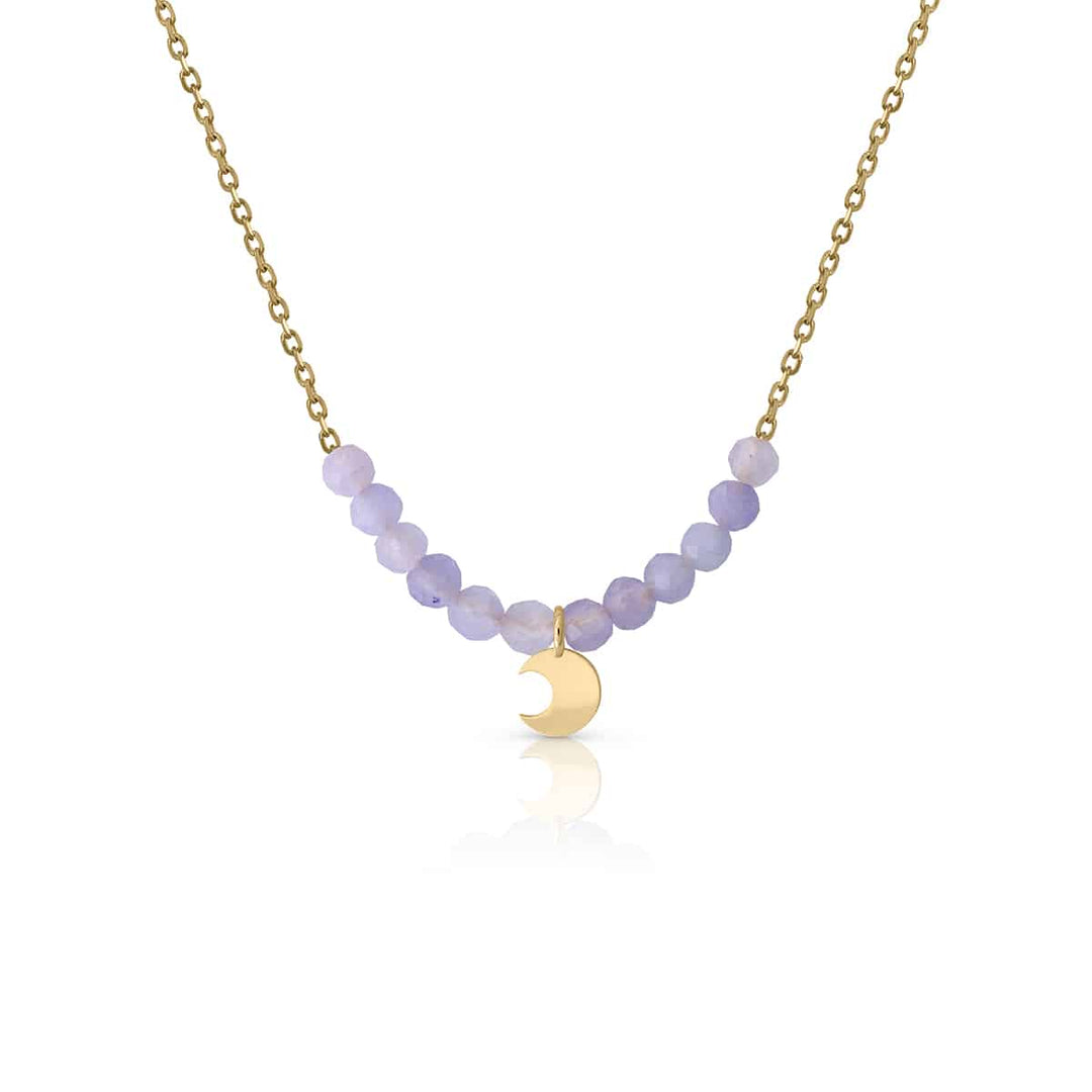 Collar Oro Mini Type Piedras Jade luna