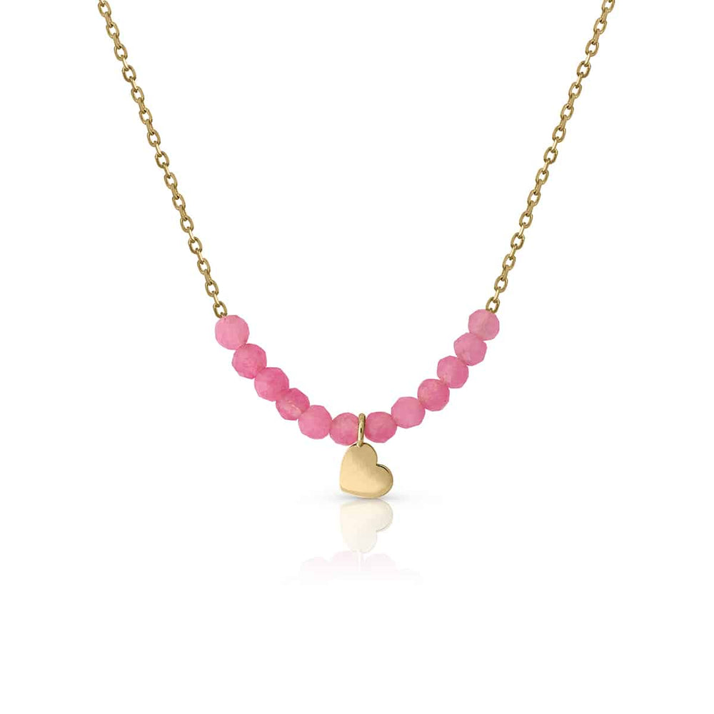 Collar Oro Mini Type Piedras Jade corazon
