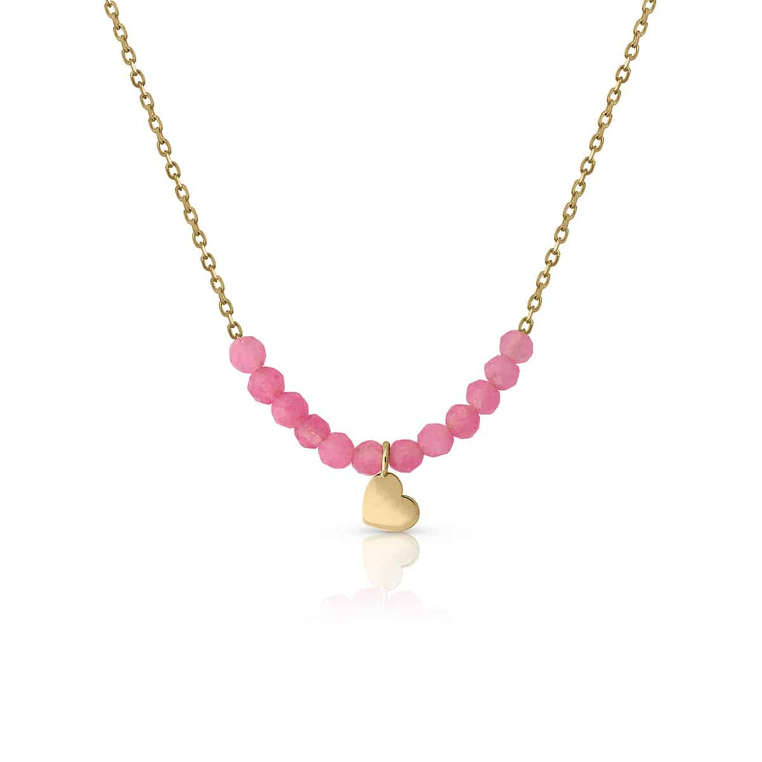 Collar Oro Mini Type Piedras Jade corazon