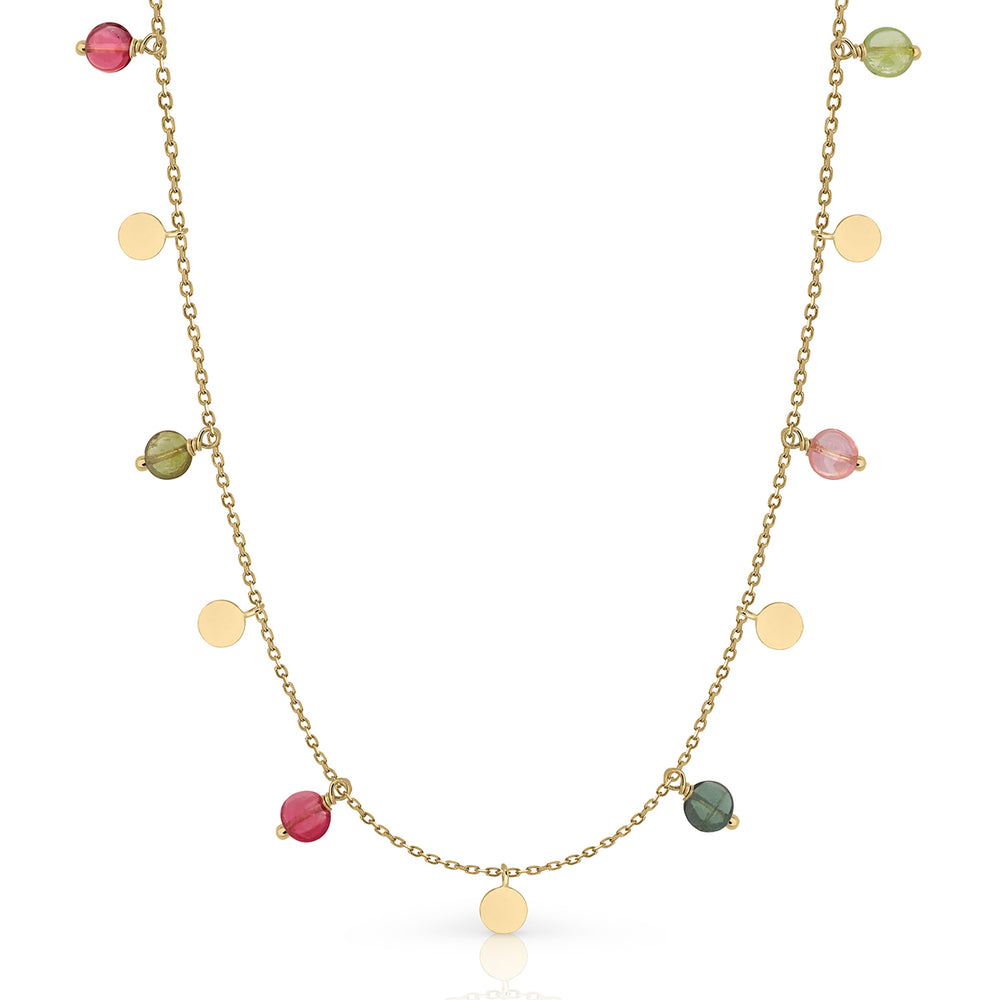 Gold Necklace Tambourine Tourmalines