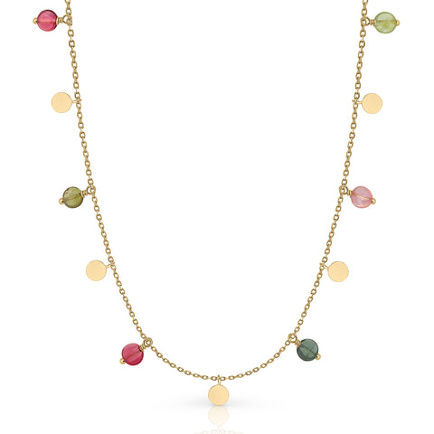Gold Necklace Tambourine Tourmalines
