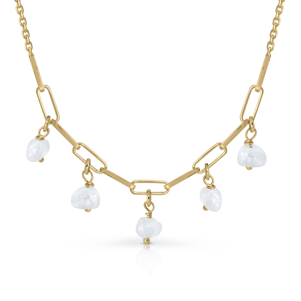 Lotus pearl tambourine necklace
