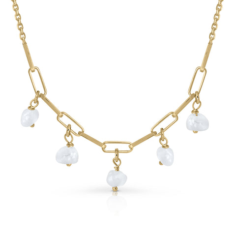 Lotus pearl tambourine necklace