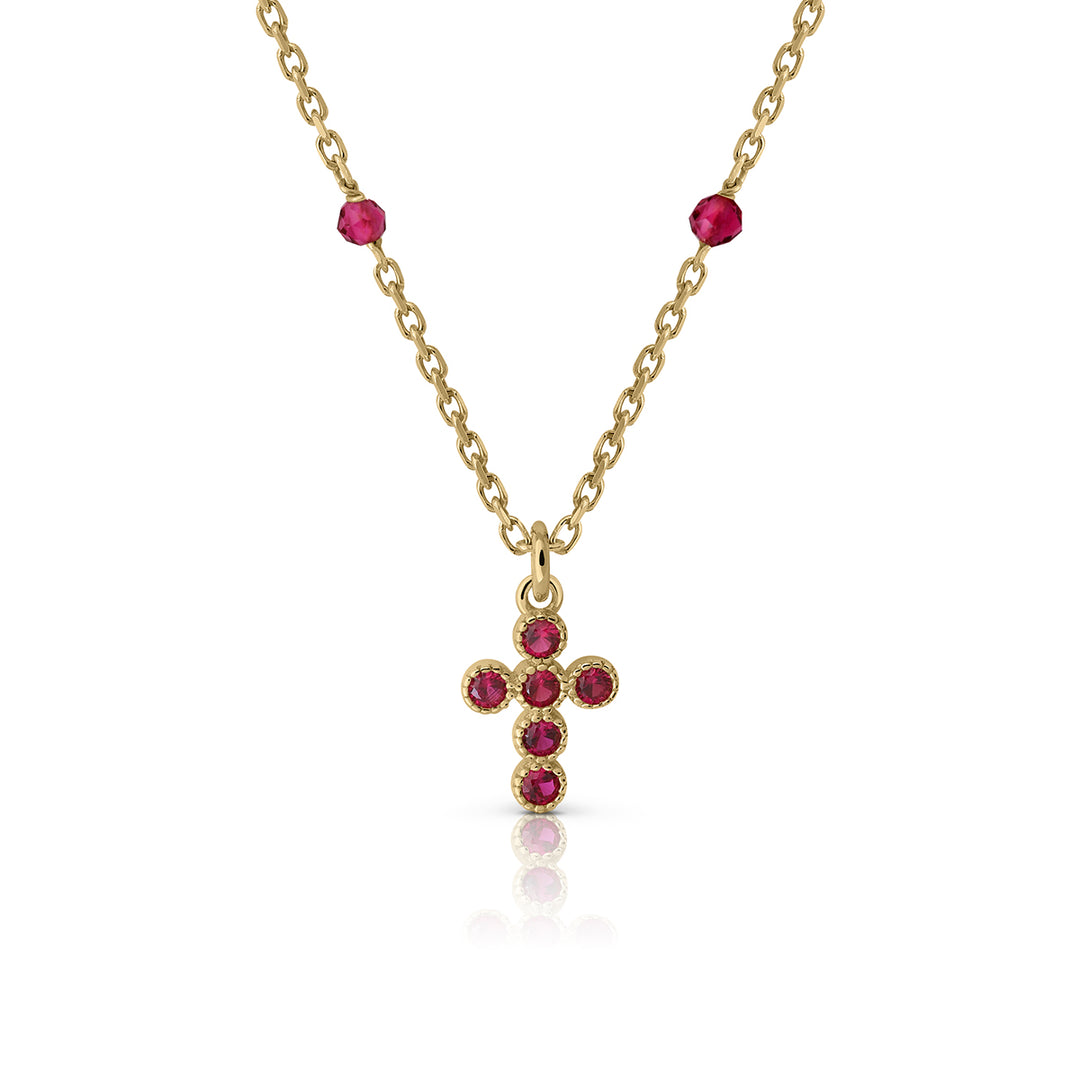 Collar Cruz Circonitas fuxia