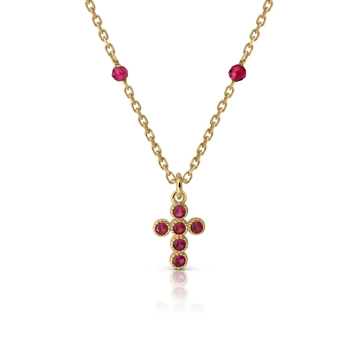 Collar Cruz Circonitas fuxia