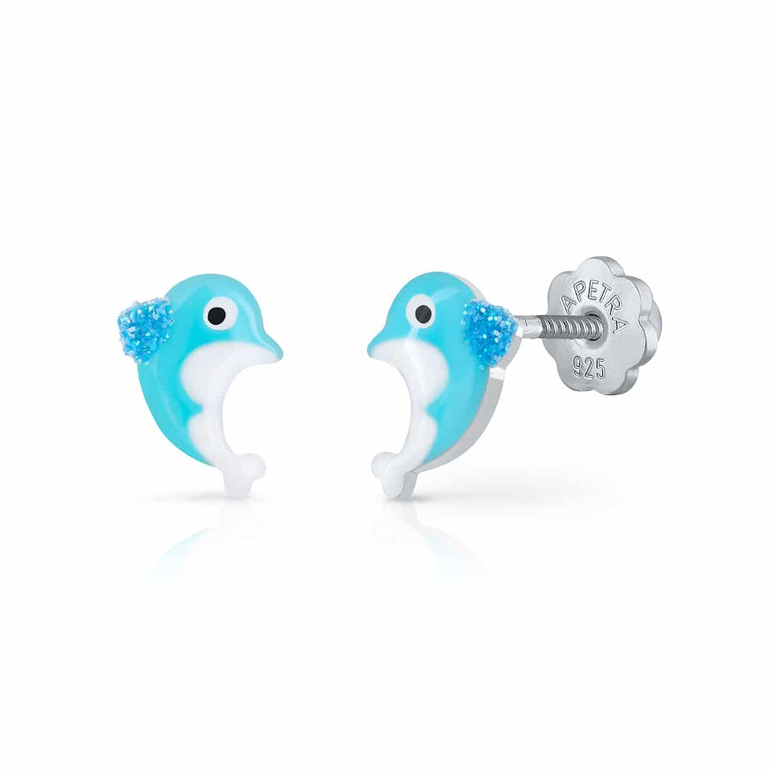 Pendientes Delfín Rosca Azul