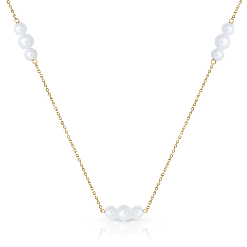 Collar oro 3 tramos perlas