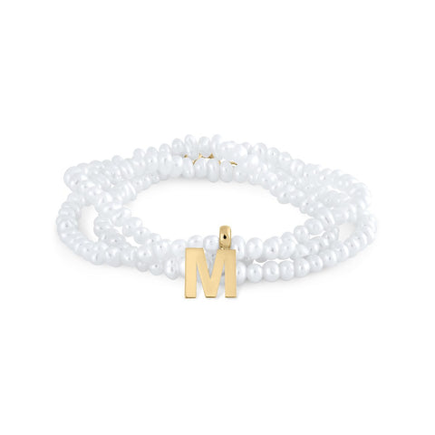 Golden Chip Pearls Initial Necklace