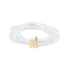 Collar oro perlas chip inicial