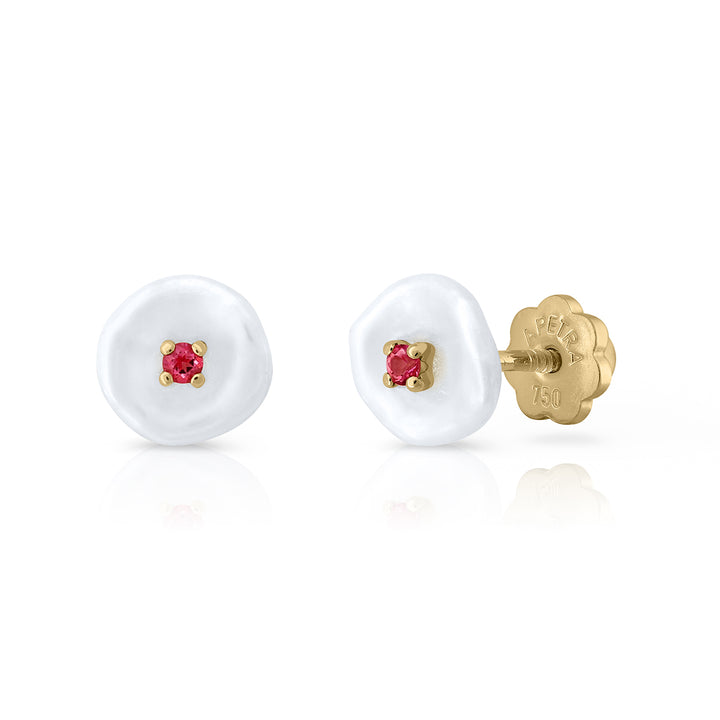 Pendientes oro perla keshi topacio