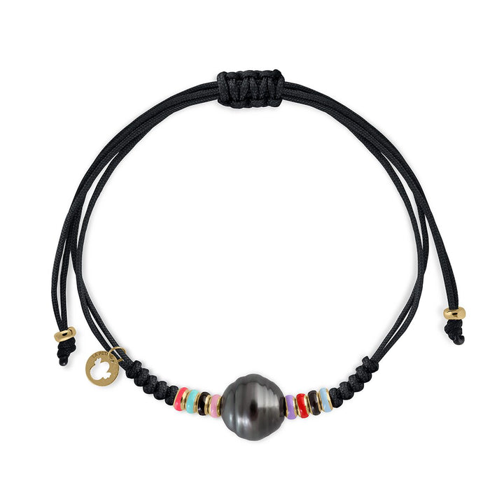 Pulsera Macramé Perla Tahití Donuts Esmaltados