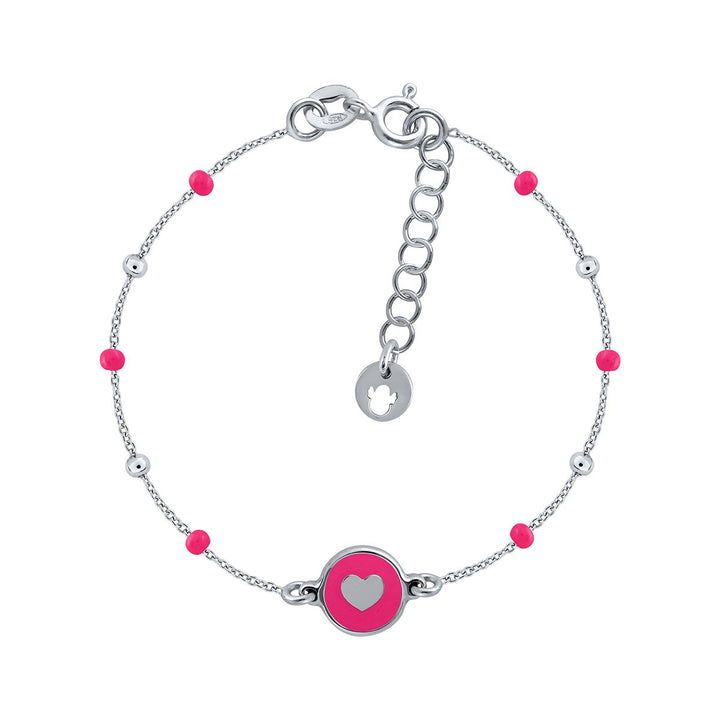Pulsera Mini Mary Esmalte - Corazón Fucsia