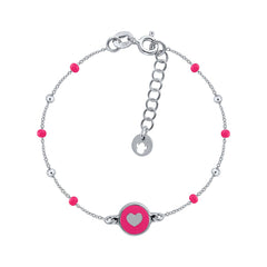 Bracelet Mini Mary Enamel - Fuchsia Heart