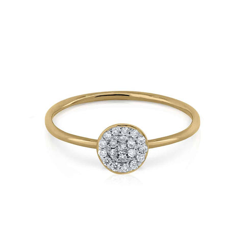 Anillo oro diamantes círculo en pavé