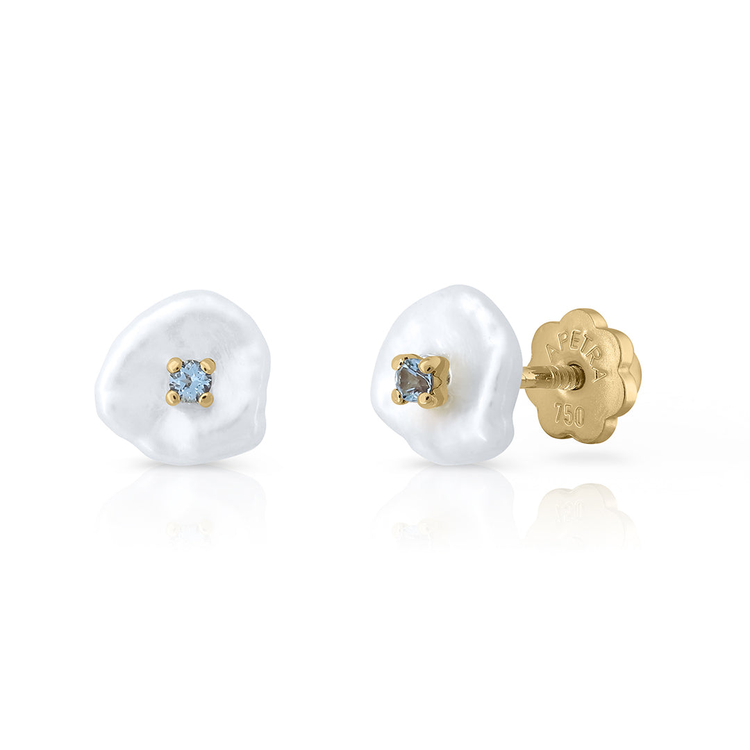 Pendientes oro perla keshi topacio