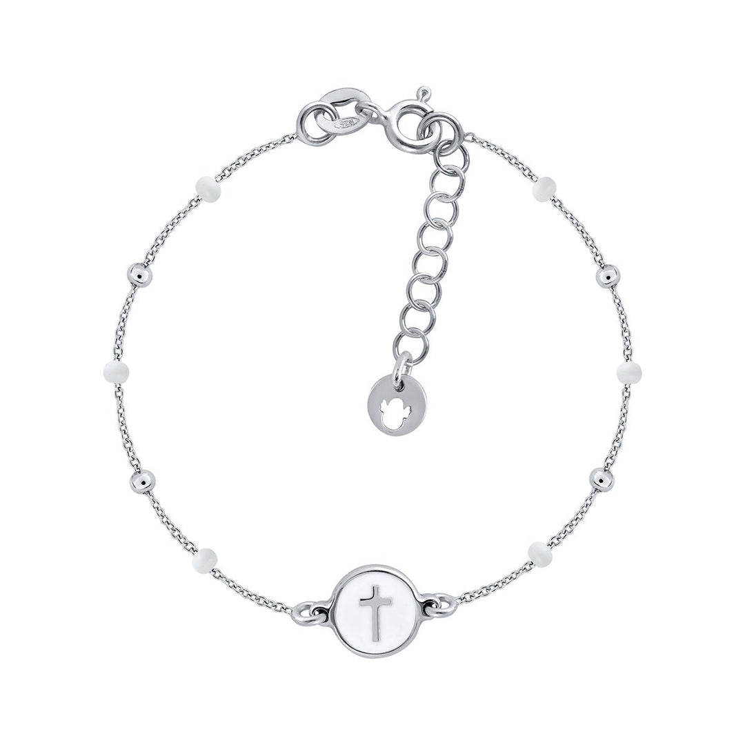 Pulsera Mini Mary Esmalte - Cruz Blanca