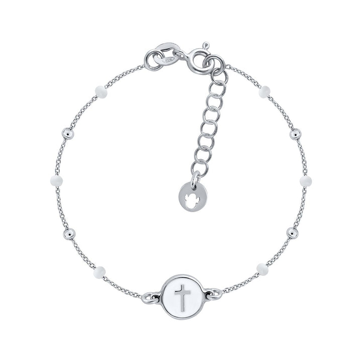 Pulsera Mini Mary Esmalte - Cruz Blanca