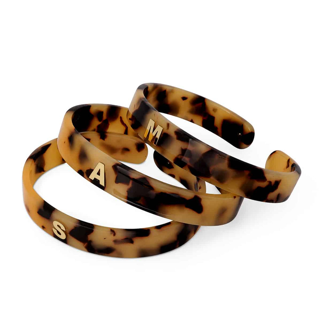 PRE ORDER - Bracelet Carrie Gold Resin Tortoiseshell