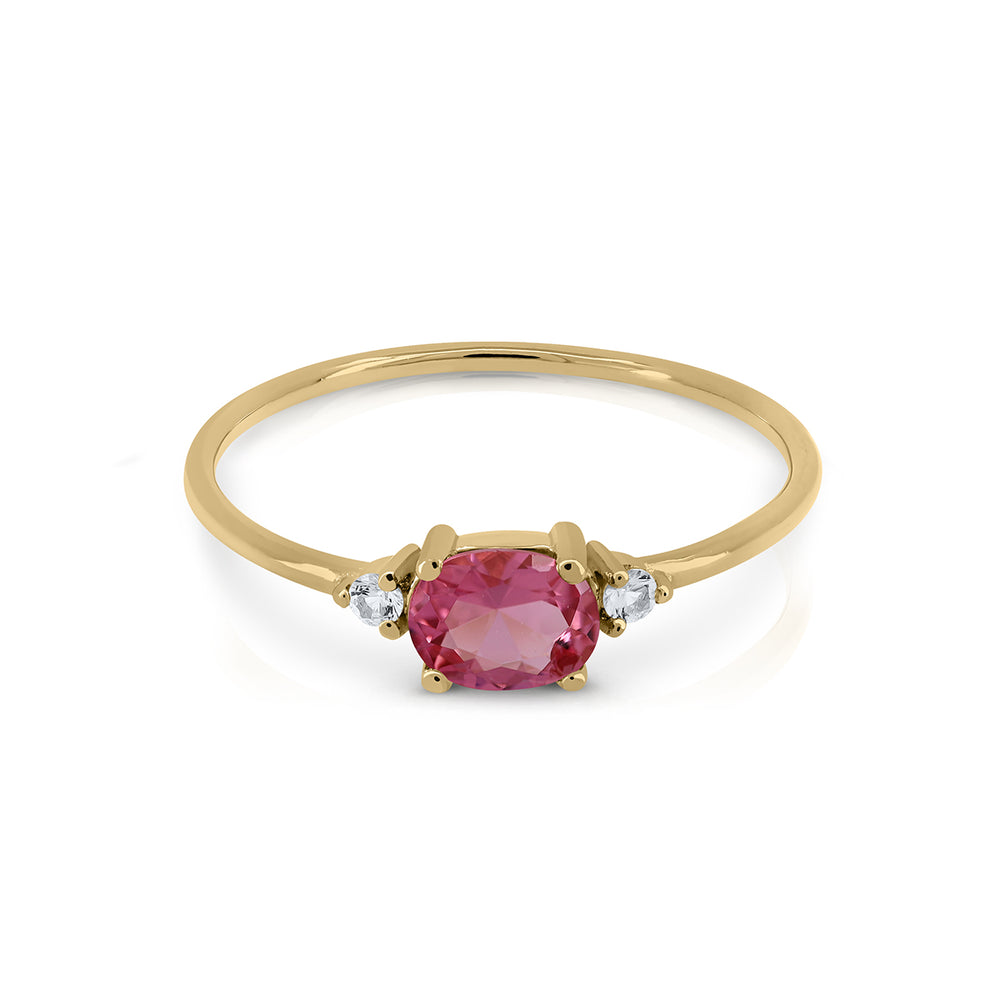 Anillo oro topacio Oval