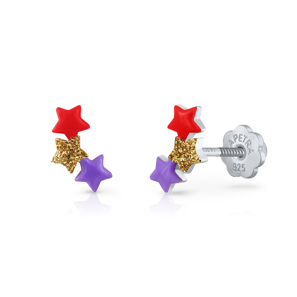 Xmas Climbing Star Threaded Star Earring