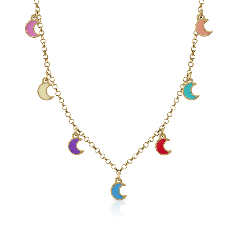 Colors moon tambourine necklace