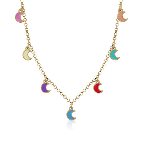 Colors moon tambourine necklace