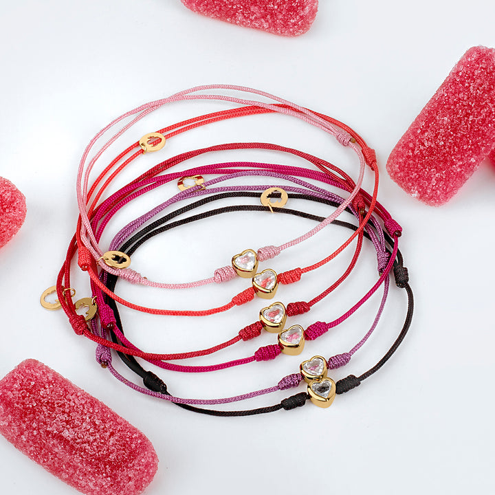 Pulsera oro macramé corazón In Love