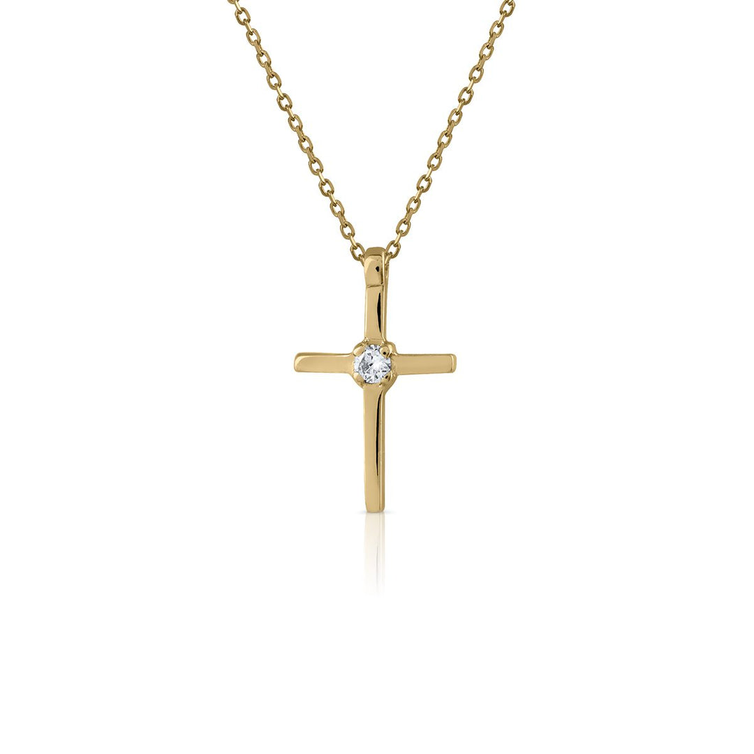 collar oro cruz con brillante