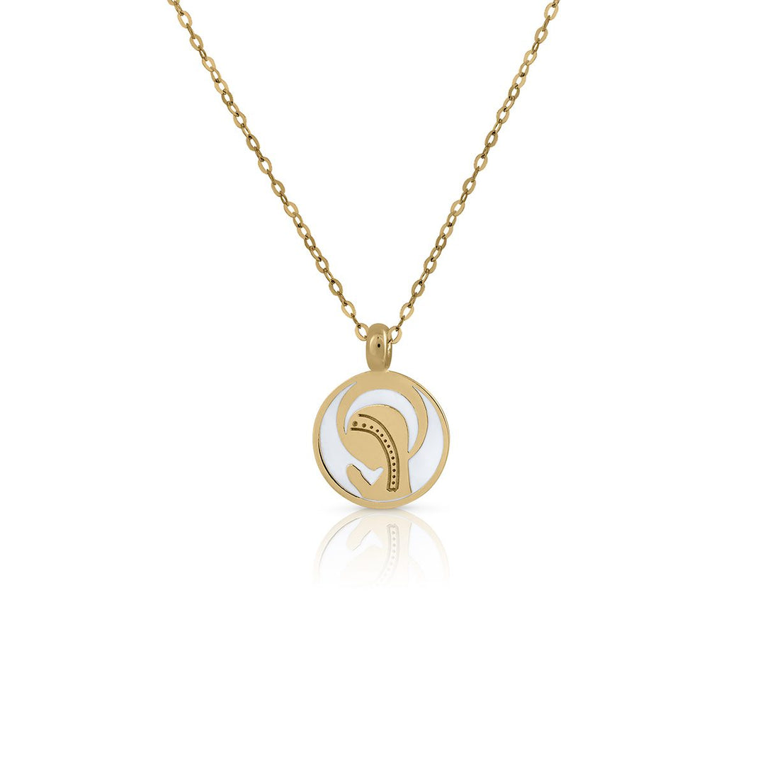 Collar Oro Virgen Niña Esmalte blanco